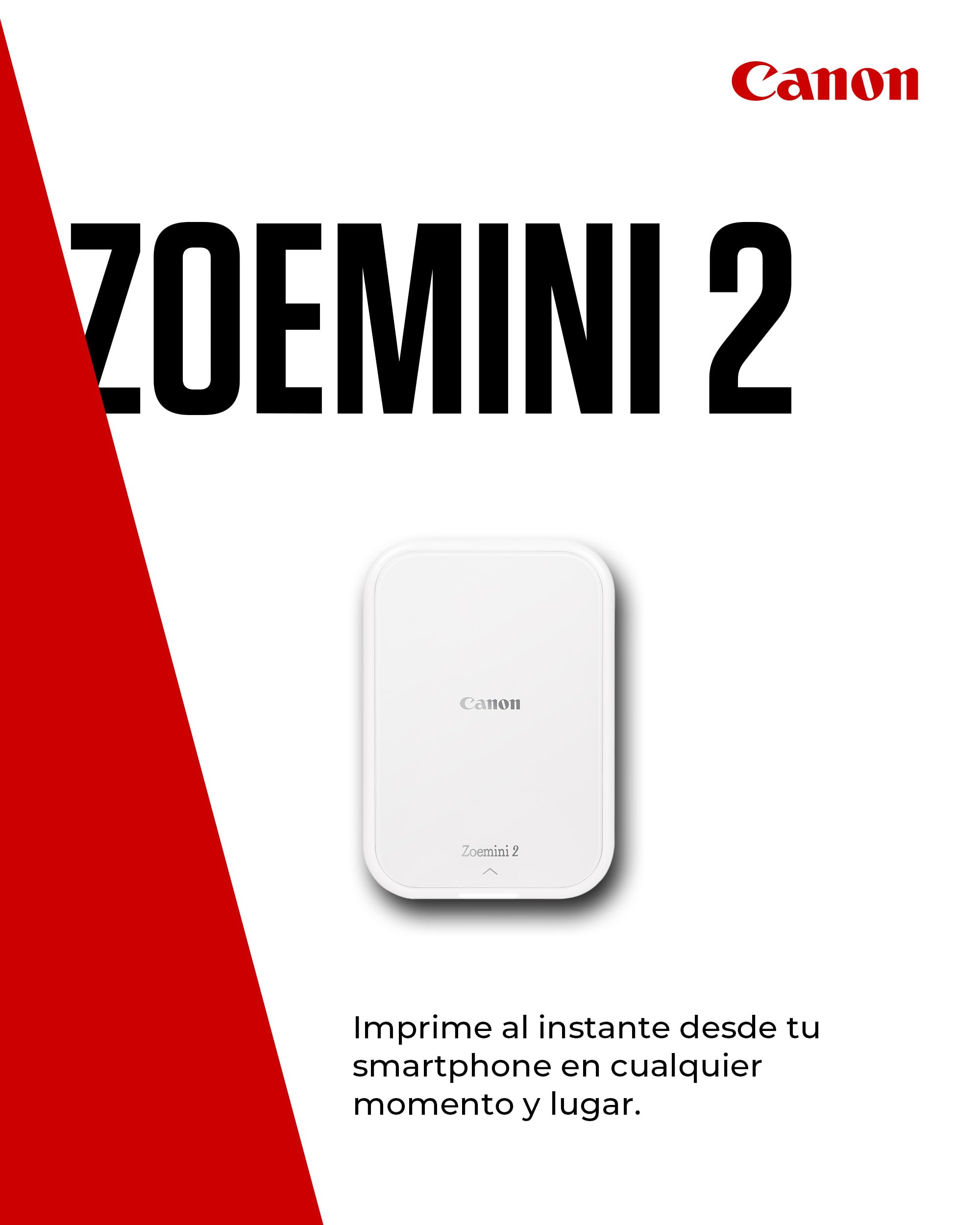 Canon Zoemini 2 Kit de Impresión – Impresora Fotográfica Portátil y Compacta – Bluetooth 5.0 – Carga Rápida USB C Ideal para Viajes (Blanco)