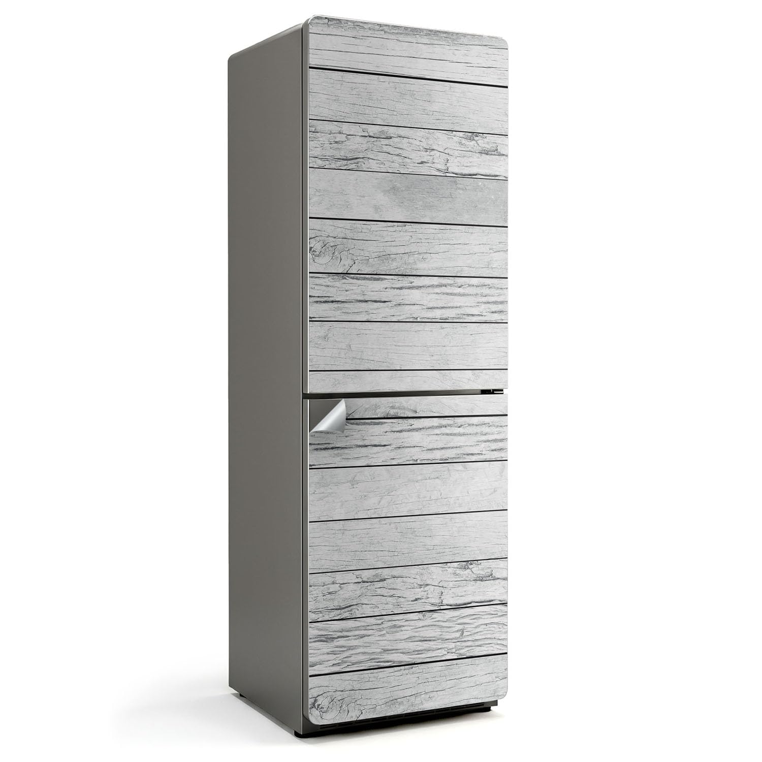 Autocollant frigo abîmé solution de masquage 60x190 cm vinyle aspect bois pour cuisine moderne