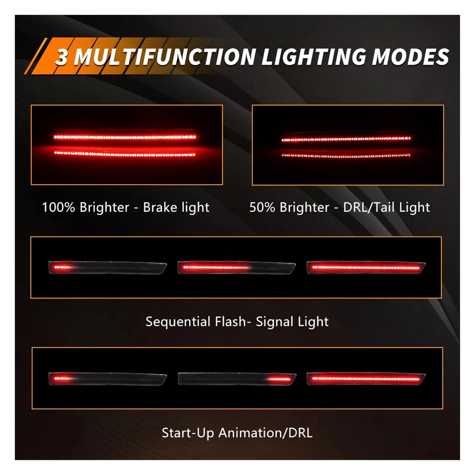 Conjunto piloto trasero coche 2 Uds Luz De Freno Para Parachoques Trasero Luces Reflectoras Traseras Señal Giro Con LED Rojo Para 2013-2014 Accesorios Repuesto Para