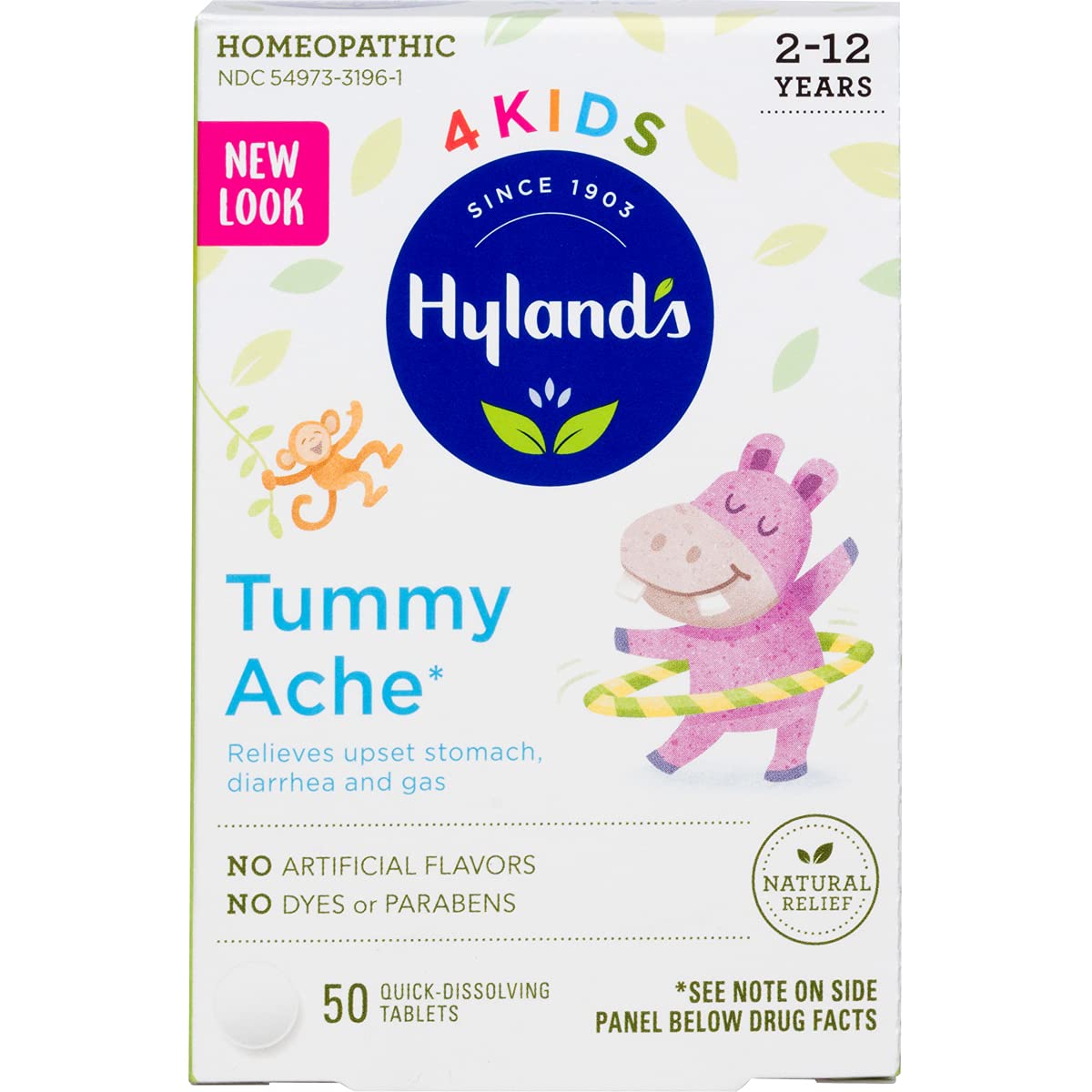 Hyland's Homeopathic 4 Kids Tummy Ache Tablets, Natural Relief of Upset