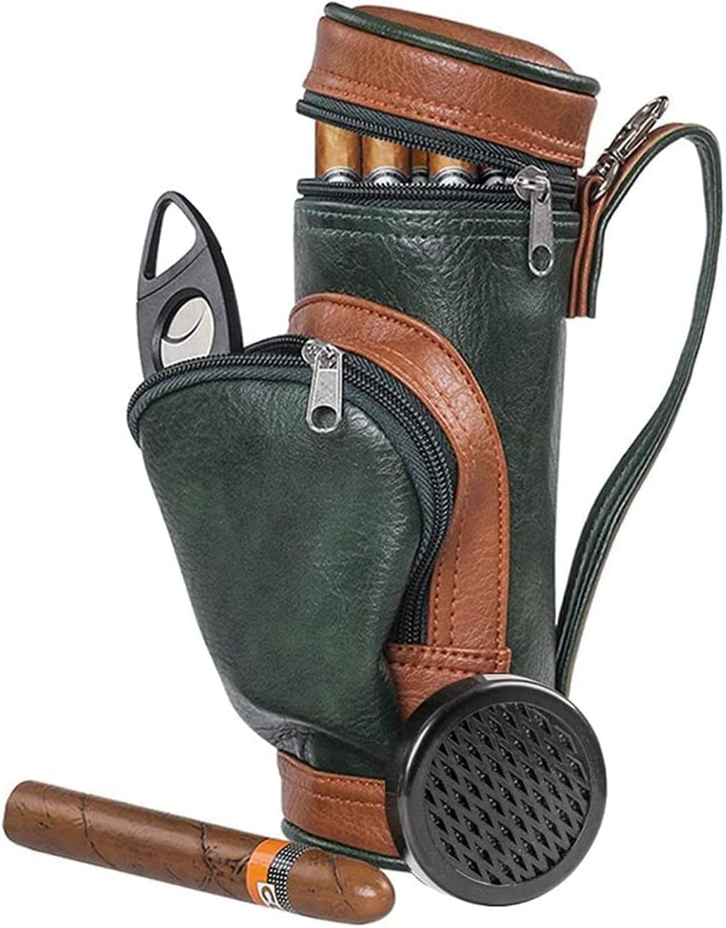 TAYGUM Vange Cigar Bag Golf Bag Multi-function Cigar Bag with Cigar Cutter, and Humidor, Cedar Lining, Cigar Storage Bag, Convenient Cigar Bag