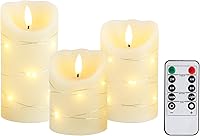 Vista 10 de JHY DESIGN Juego de velas 3D sin llama de 4/5/6 pulgadas de alta cera real, pilares LED parpadeantes con temporizador de control remoto de 8 teclas