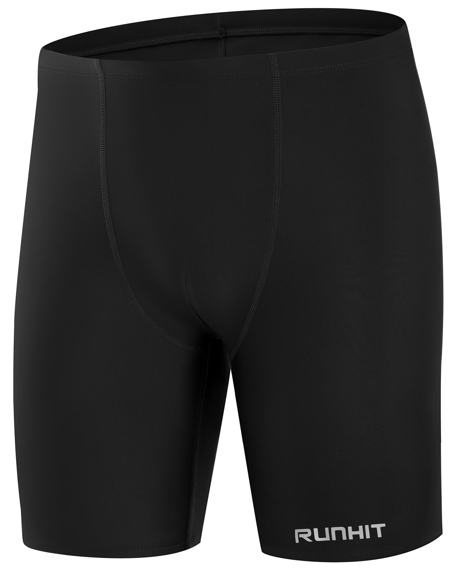 Runhit Badehose Herren Enganliegend, Schnell trocknende Schwimmhose Eng Kurz 5–6 Zoll, Elastische Badehose für Schwimmen Fitness, Schwarz 2XL