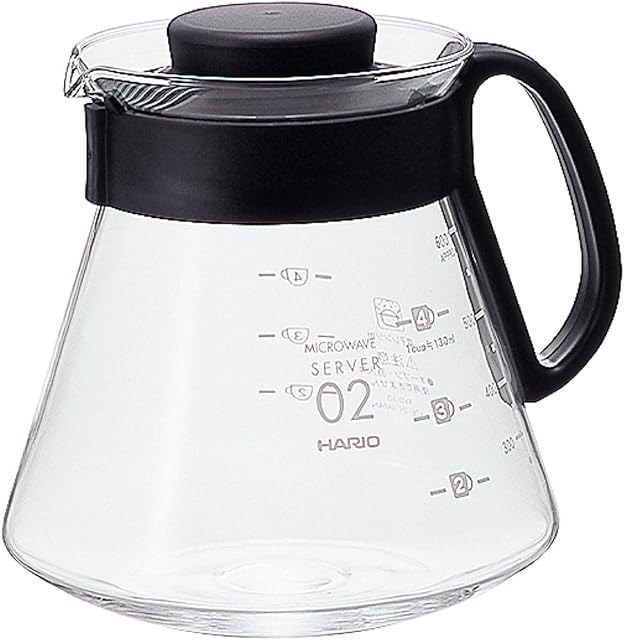 HARIO CD-V60-02 CD Cafetière Range Server V60-02 Microwave-600ml, Glass, 600 milliliters, Black