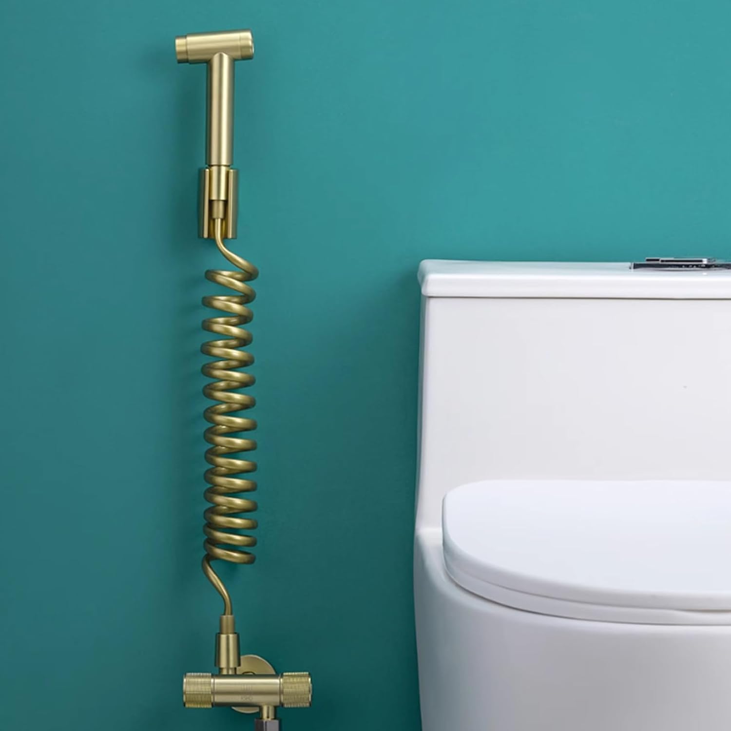 Brass Bidet Sprayer for Toilet Wall-Mounted Bidet Sprayer with Spring Hose Handheld Bidet Sprayer for Toilet Suitable for Women, Children and Pets