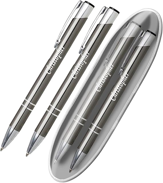 Personalised Laser Engraved Custom Metal Premium Pen & Pencil Set In A Gift Box, Unique Present, Gifts for Christmas, Gifts For Men and Women - Enter Your Custom Engraving (Gun Metal)