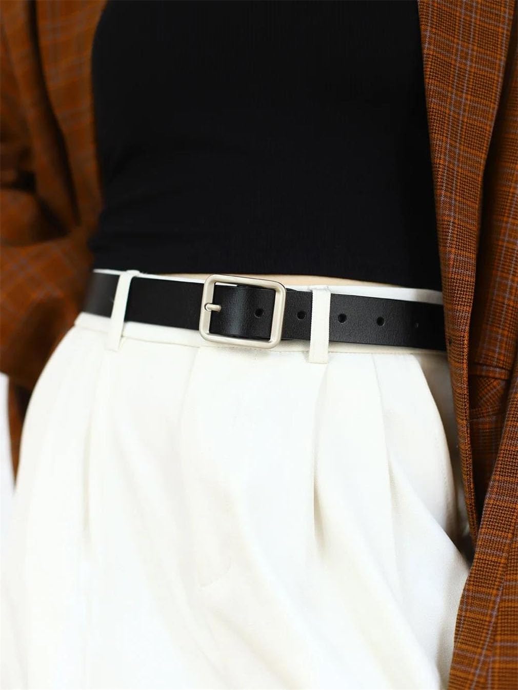 Cinturón clásico casual para mujer con hebilla cuadrada para pantalones vaqueros