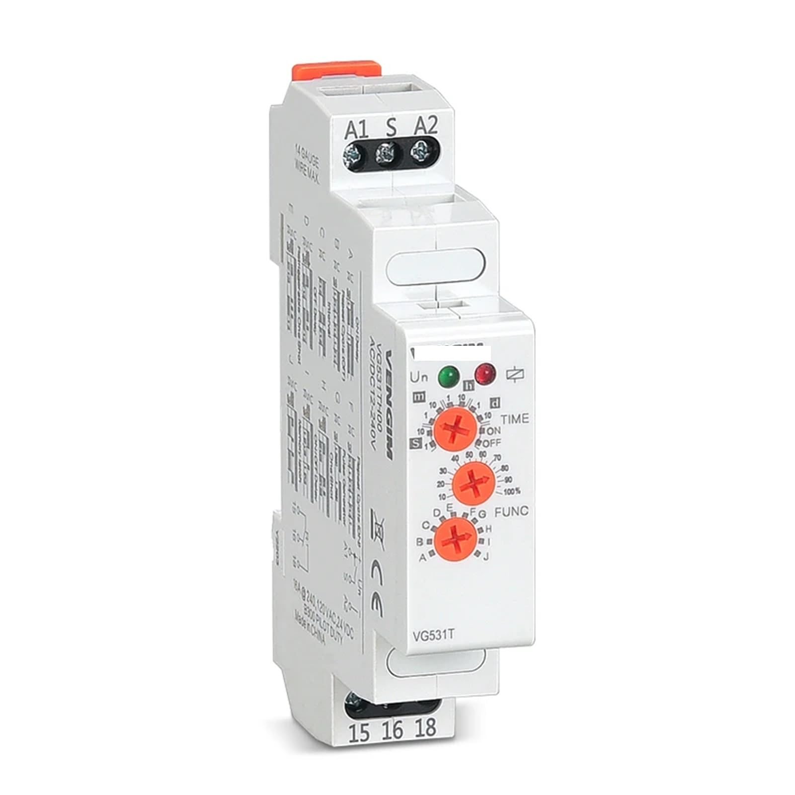 Relè temporizzato multifunzione 16A 12V 24V 220V 230Volt AC DC con 10 funzioni ritardo di disattivazione su guida Din
