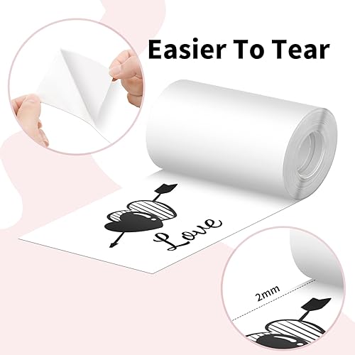 Miniatura 5 de Mini papel adhesivo, papel térmico autoadhesivo blanco compatible con M02M02 ProM02SM03, impresora móvil de bolsillo Bluetooth, papel de impresora