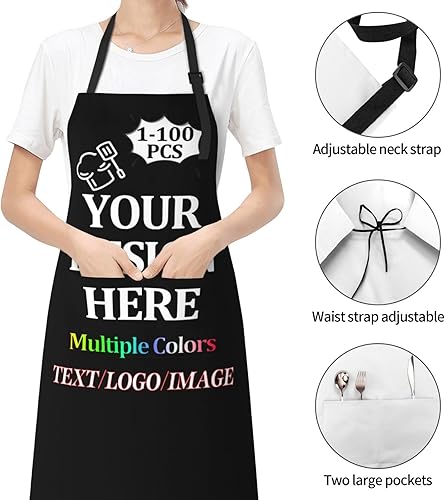 Miniatura 5 de Custom Apron For Men Women with Your Text Logo Image Personalized Chef & Grilling Aprons 1-100 PCS For Gifts