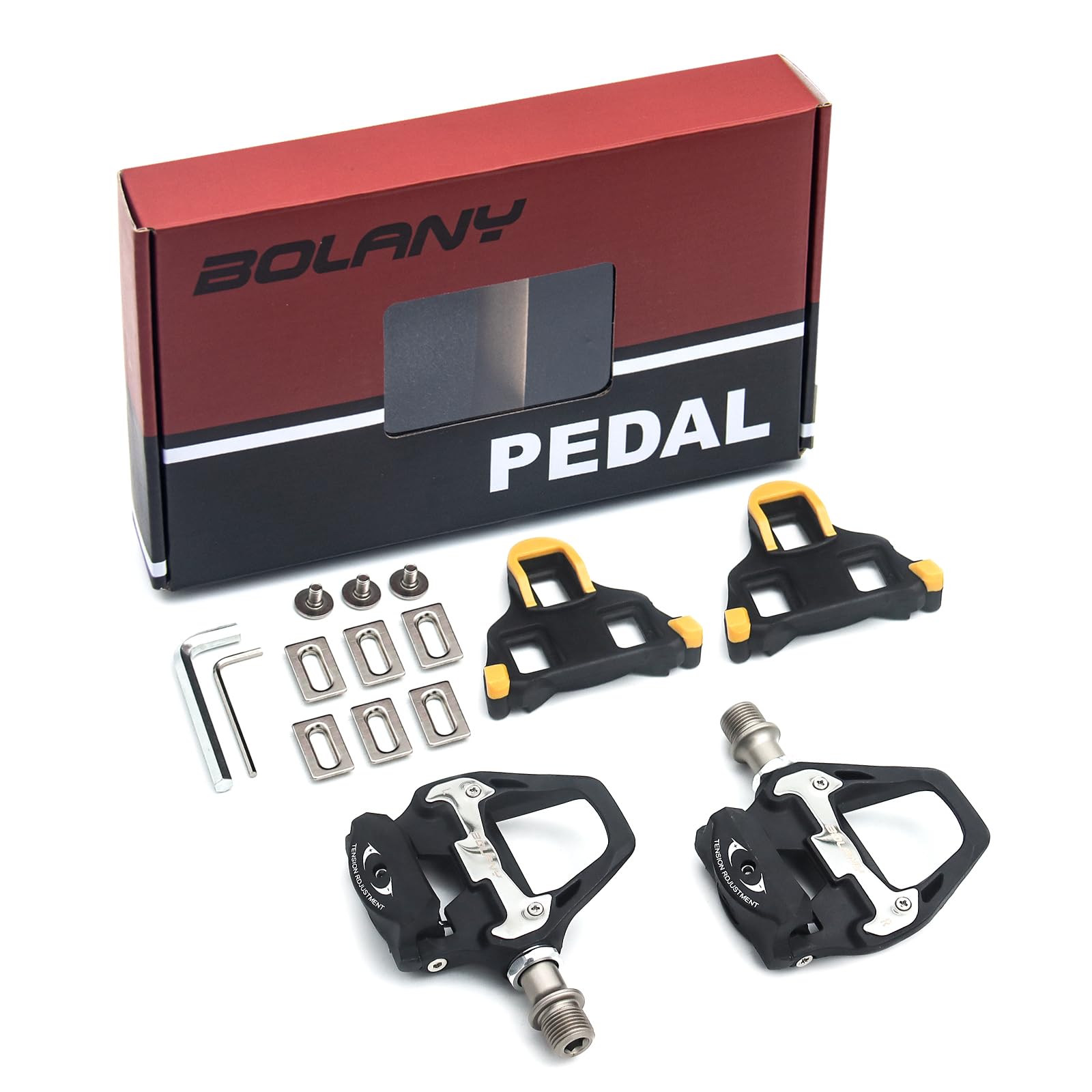 'BOLANY Road Bike Pedals, SPD-SL Pedals Bicycle Clipless Sealed Bearing Nylon Lightweight Pedals Compatible with Shimano SPD-SL Cleats for Outdoor Indoor Cycling (9/16'')'