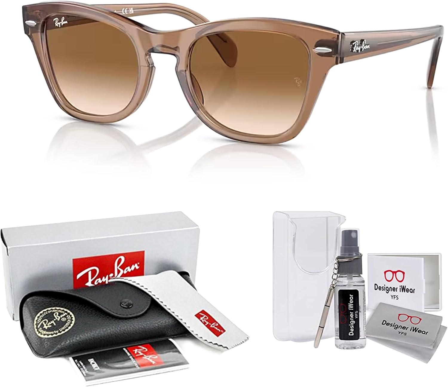 Ray-Ban RB0707S Square Sunglasses for Men for Women +BUNDLE with ACCESSORY EYEWEAR KIT - Image 2