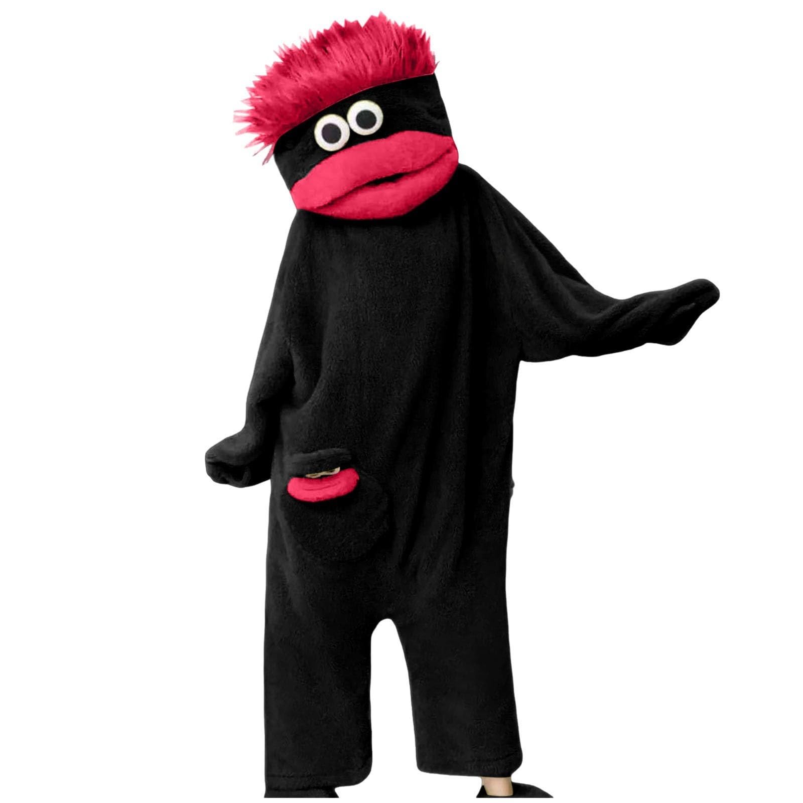 Silly Onesie Boys Girls Jumpsuit Unisex Ultra Soft Plush Hooded One Piece Overall Green Funny Monster Jumpsuits Silly Big Mouth Monster Jumpsuit for Movie Nights, Family Fun and Cozy Relaxing