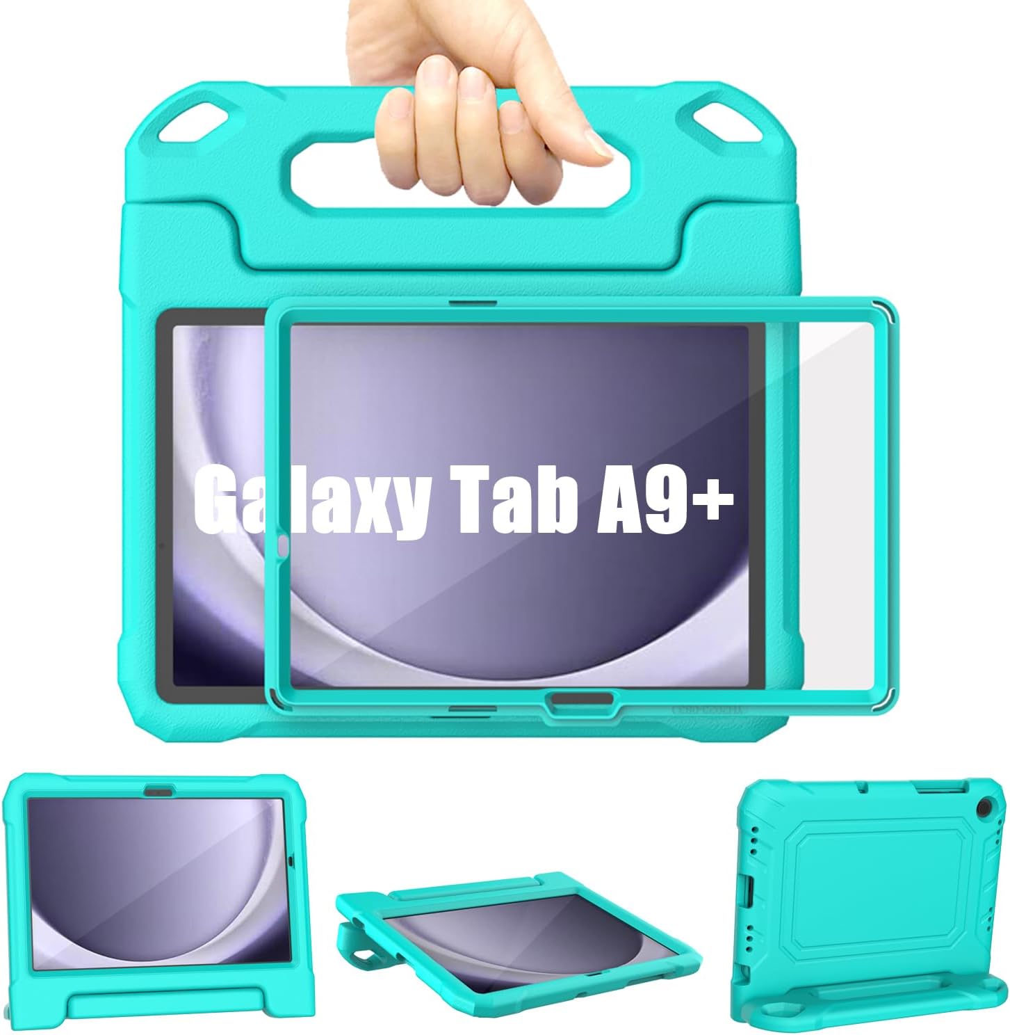 Samsung Galaxy Tab A9 Plus ケース キッズ 11インチ 2023年、TrendGate 軽量 耐衝撃 Samsung A9+ Plusタブレットケース ハンドルスタンド付き内蔵スクリーン Galaxy Tab A9+ 11インチ (SM-X210/X216/X218)用 - シアン