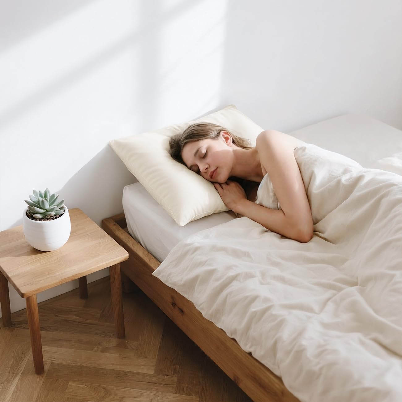 LOFE Organic Pillow with Pillowcase - 20x26 Organic Standard Pillow with 100% Organic Cotton Shell, Adjustable Loft Youth Plilow, Machine Washable, Soft, Perfect for Youth&Adults - Image 8