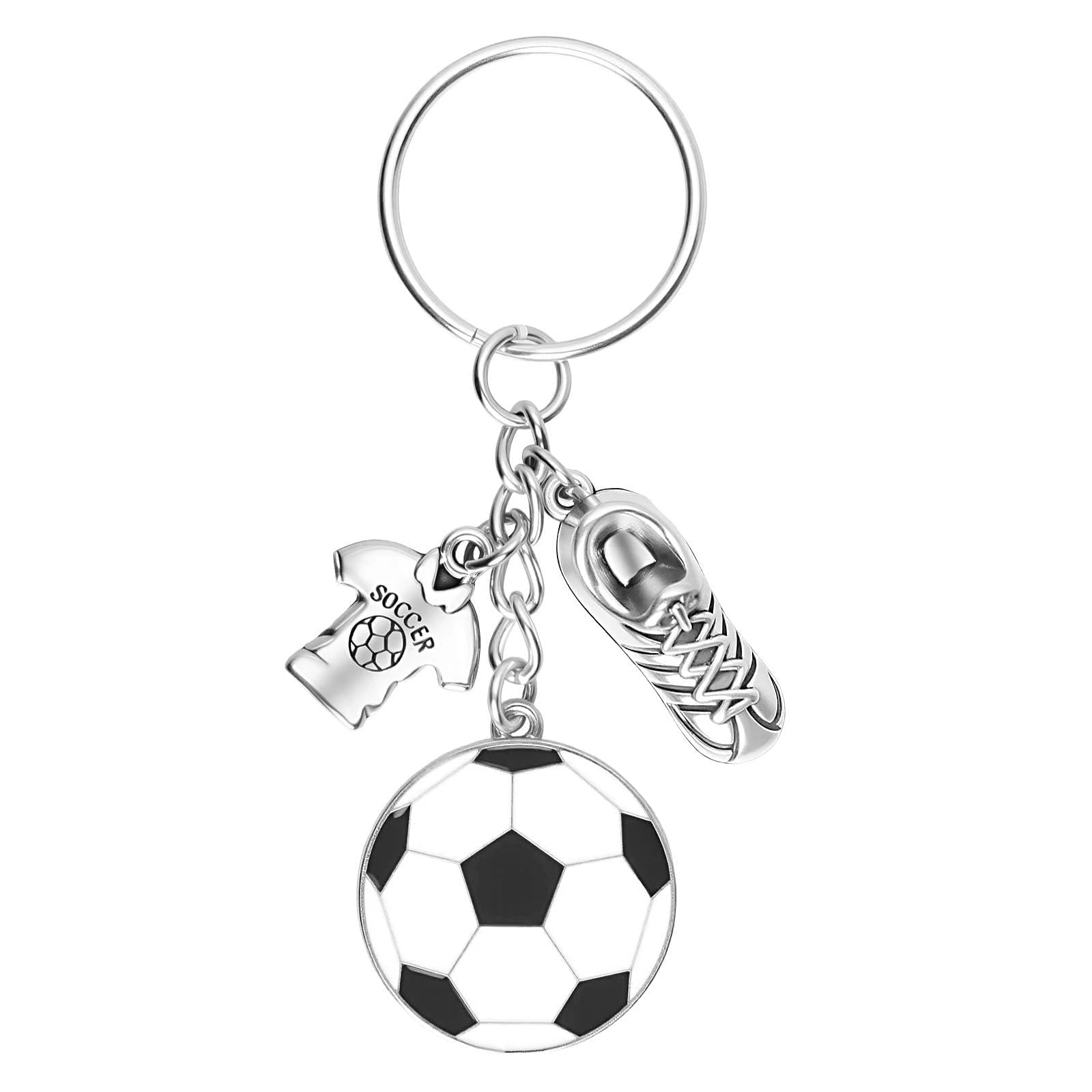 Portachiavi Calcio Metallici Argento 10 Pezzi Ciondolo Zaino Accessori Souvenir Sportivi