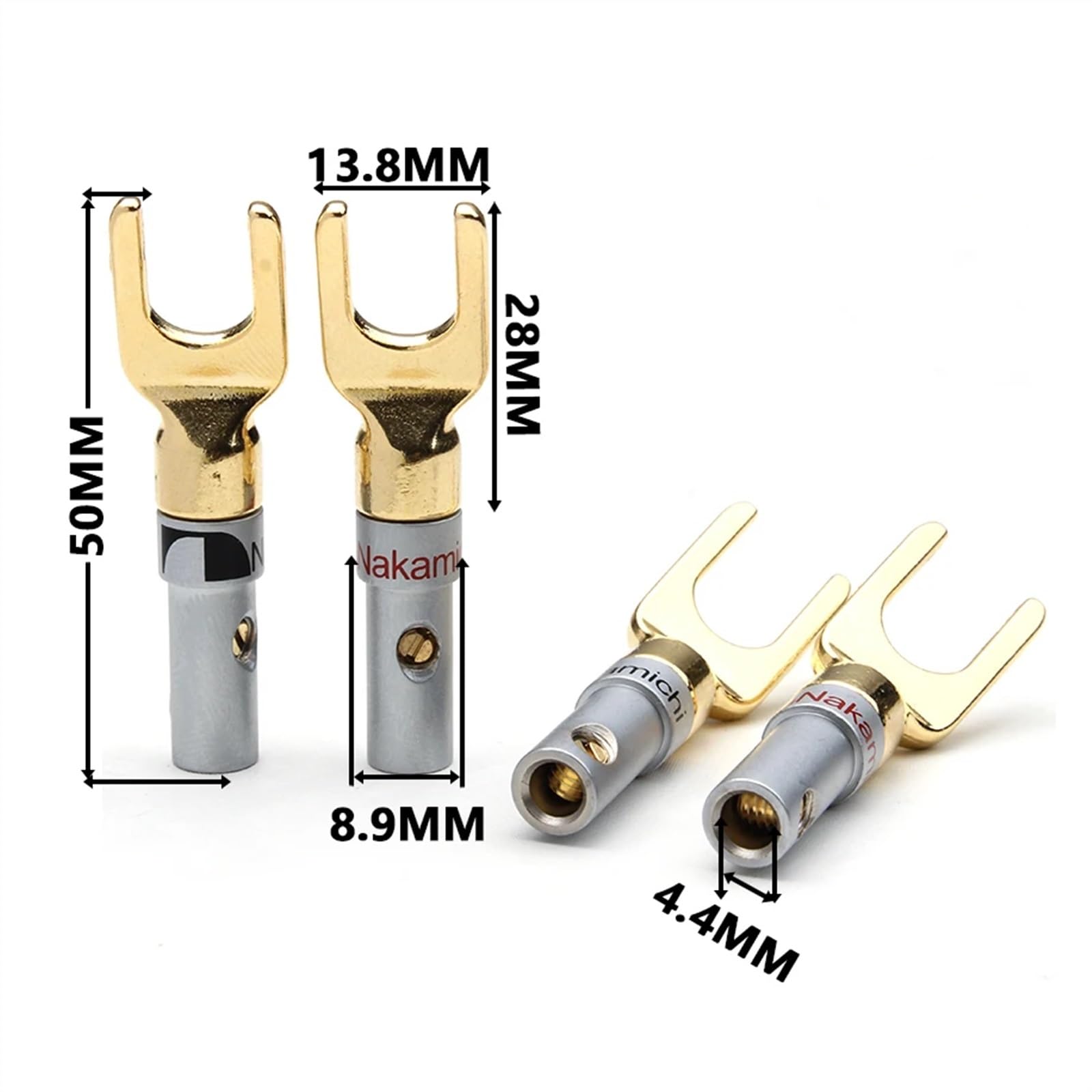 Jeu de fiches Banane plaquées Or en Forme de Y/U, connecteur de Fil de câble, Fourchette, Haut-Parleur, Adaptateur de fiche Banane, bornes, 8/12 pièces(8pcs)