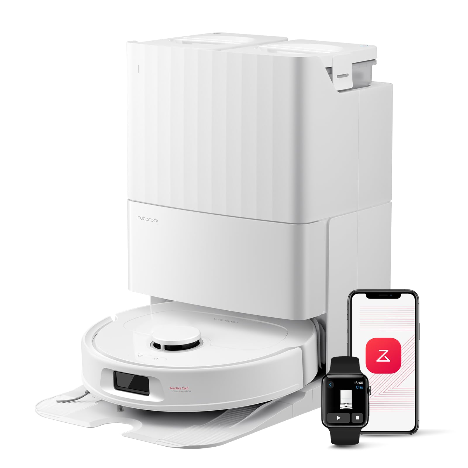 roborock Qrevo Series Robot Vacuum Cleaner with Mop, 10,000Pa Suction, Upgraded from Qrevo S, Dual Anti-Tangle Brushes, Smart Obstacle Avoidance, Auto Mop Washing&Drying, All-in-One Dock,White(QV 35S)