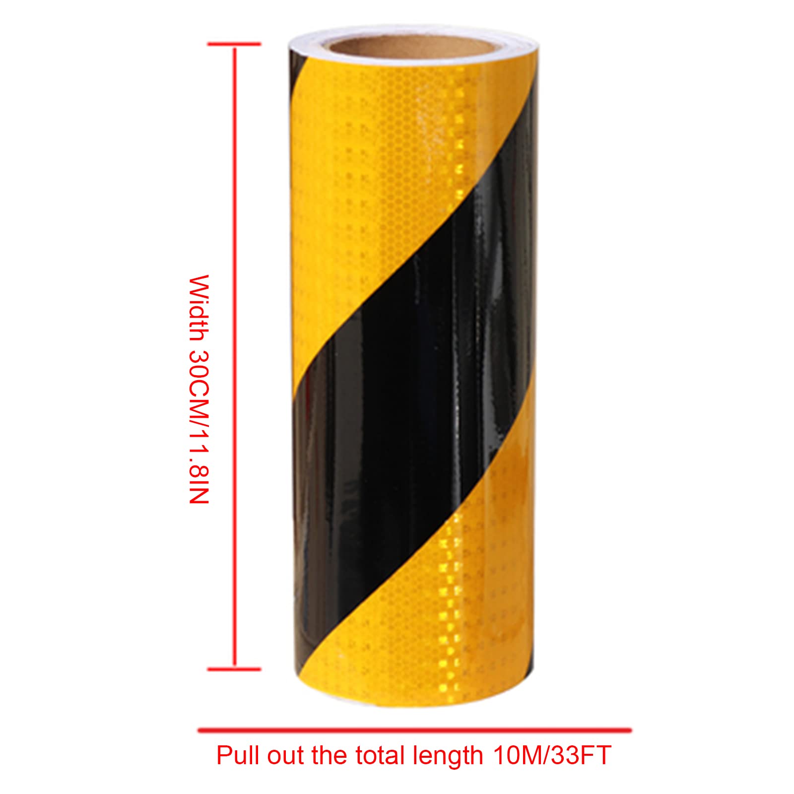 Cinta Reflectante ， Resistente a la intemperie y la humedad, 11,8 pulgadas × 9,8/33 pies, rojo y blanco, 3 m(Black Yellow,10m)