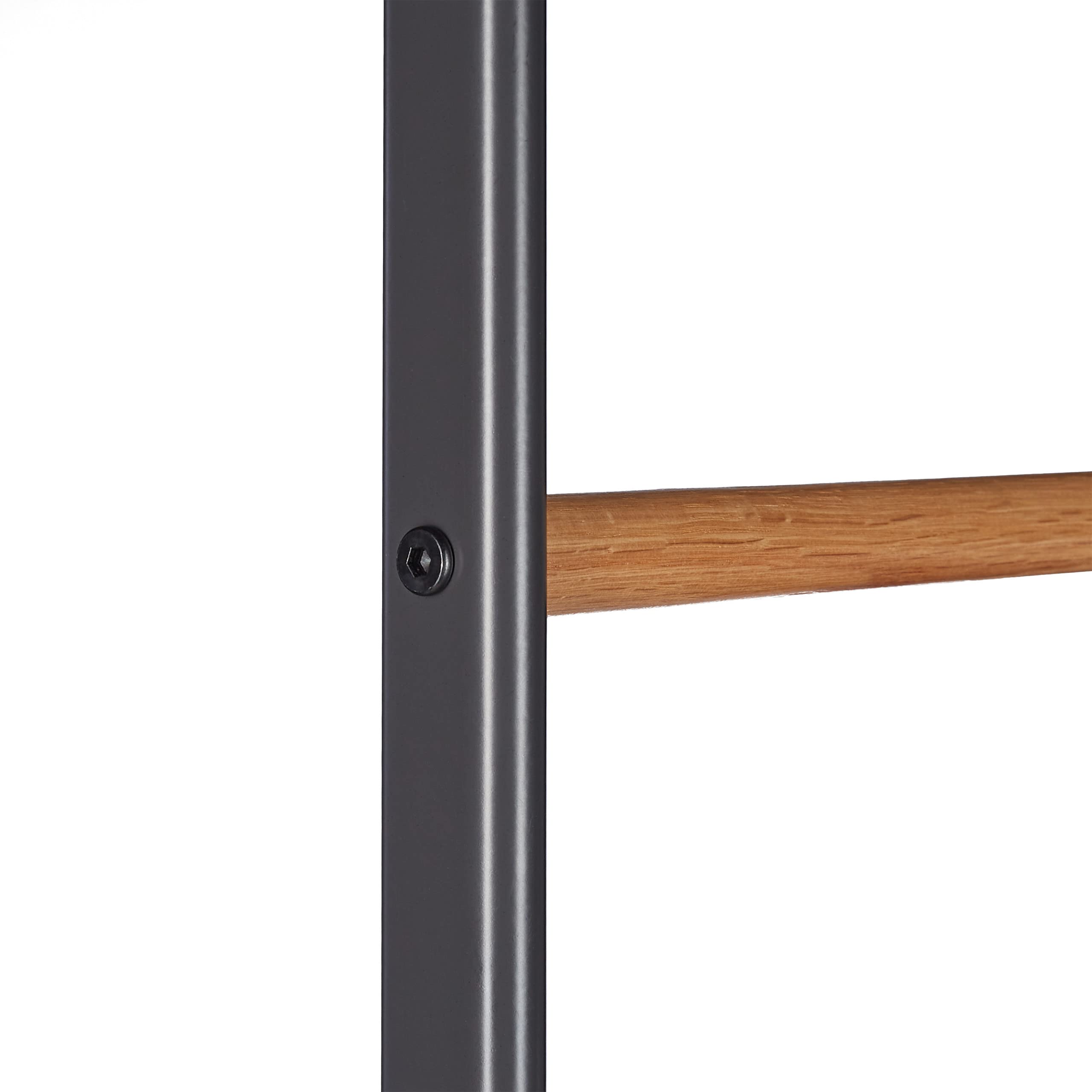 Relaxdays Scala Porta Asciugamani, Vestiti, Portasciugamani in Legno e Acciaio, 4 Pioli, Muro, HLP 171x50x3cm, Antracite
