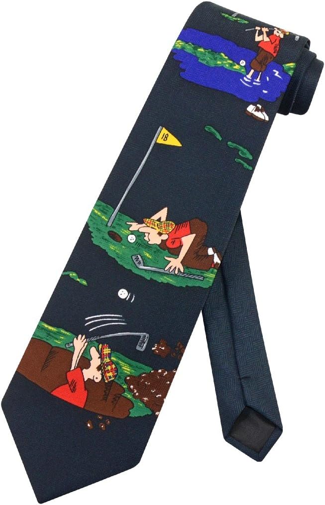 Golf NeckTie Golfer in Action on Golf Course Mens Neck Tie