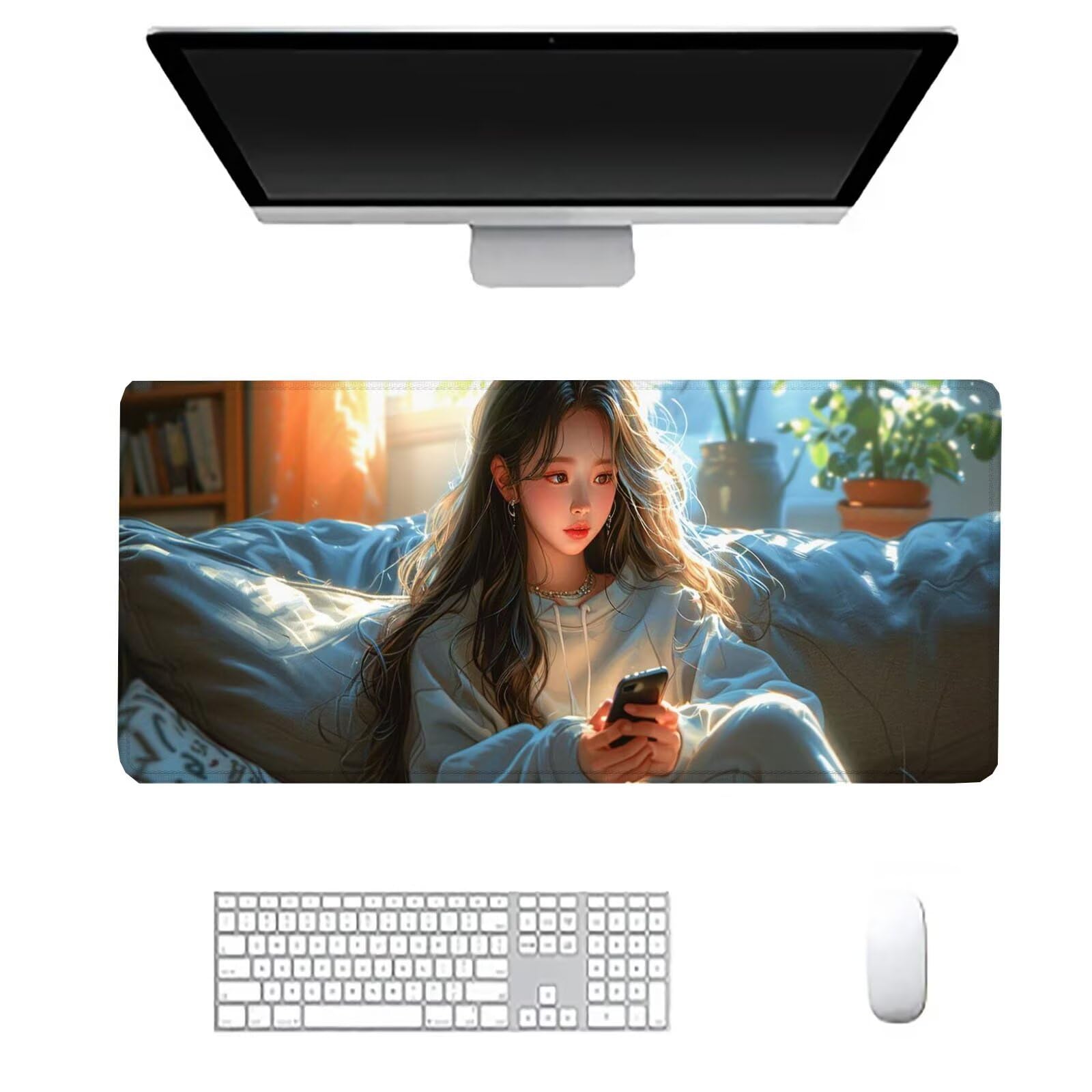 Alfombrilla Ratón Chica Alfombrilla Ratón Gaming XXL 1200x600x3mm Accesorios Escritorio,Antideslizante Mousepad Historietas Tapete Escritorio Infantil,para Alfombrilla Pc Teclado Ratón J864