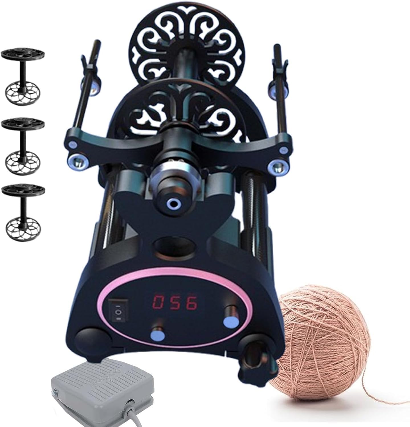 Rueda giratoria eléctrica para torsión de hilo de lana, bobinadora de hilo de alta velocidad de 800 rpm, ideal para tejer y manualidades, cardador de tambor eficiente para proyectos de lana