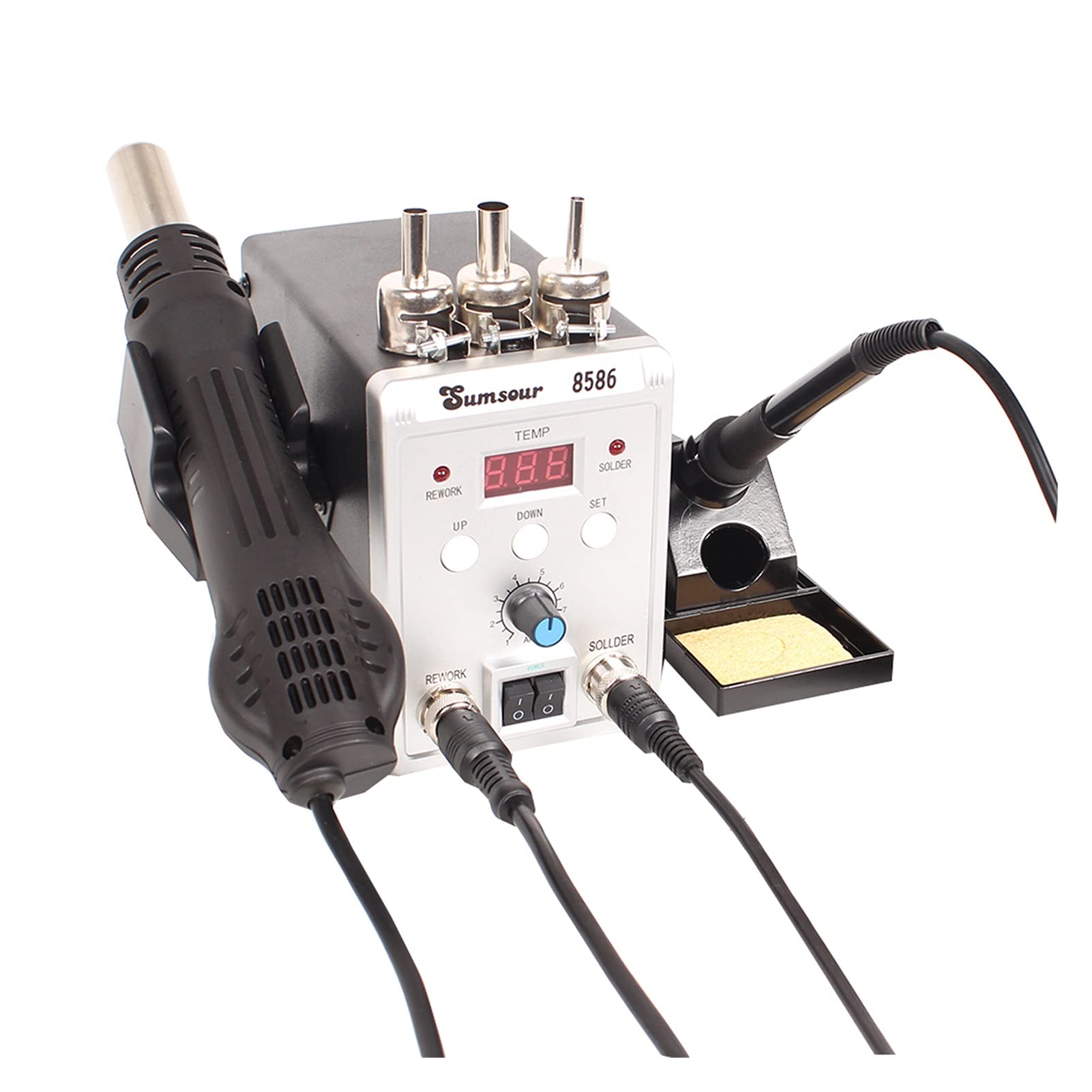 Stazione di saldatura, Stazione di saldatura 8586 2-in-1 di saldatura elettrica Irons aria calda di calore 76 0W SMD Rilavorazione dissaldatura saldatura Kit Strumenti di riparazione