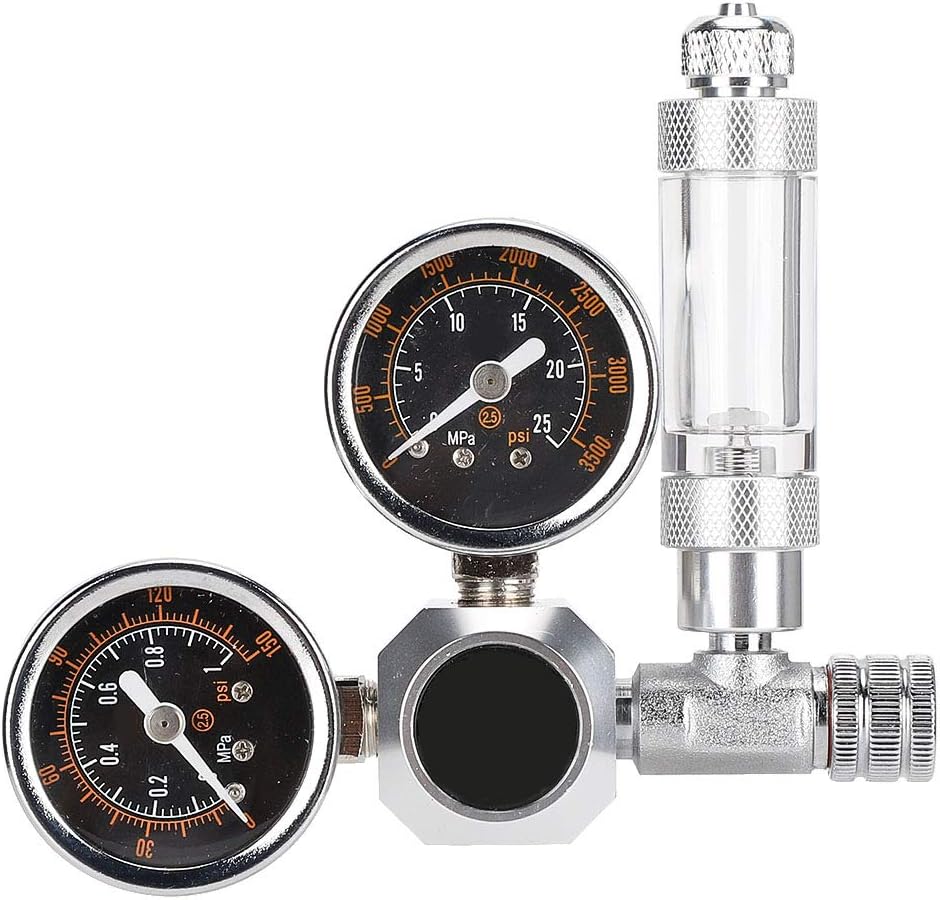 CO2 Regulator Aquarium Dual Gauge Display with Bubble Counter and Check Valve (Ordinary large double table w21.8 interface)