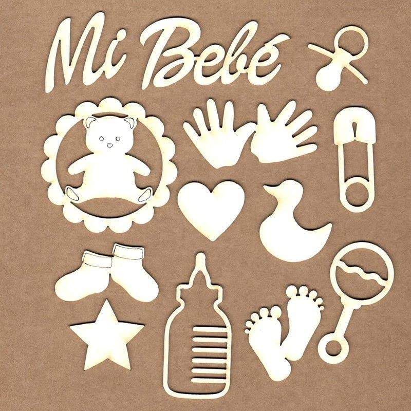KORA projects - Set de chipboard – Mi bebé – Siluetas de cartón prensado para Scrapbooking y Manualidades