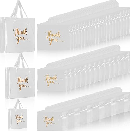 200 bolsas de plástico de agradecimiento a granel, bolsas de mercancía de agradecimiento a granel, 3 tamaños, bolsas de plástico de agradecimiento