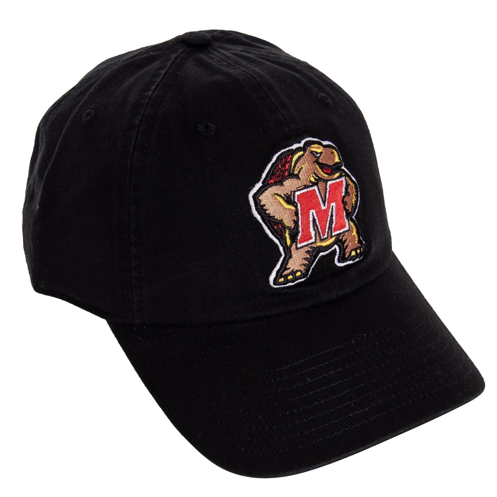 Desert Cactus University of Maryland Baseball Hat Terrapins UMD Terps Brimmed Embroirderd Hats Cap Adjustable Cloth Strap Adult (Style E1) Black, Black, One size
