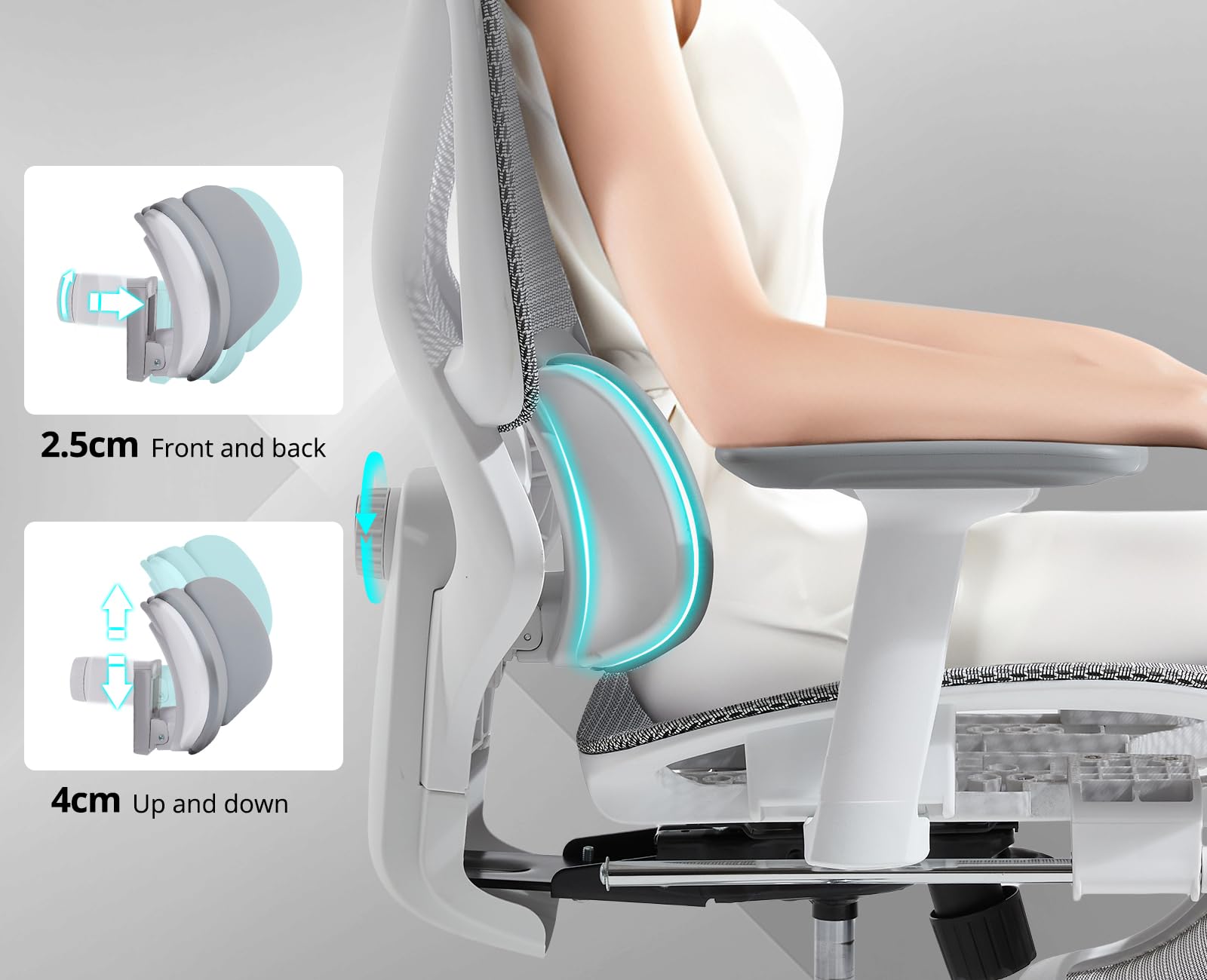 Ya-Home Sedia Ufficio Sedia Ergonomica Sedia Scrivania con Supporto Lombare Poltrona Girevole con Braccioli e Poggiatesta Sedie Computer Regolabile in Altezza con Poggiapiedi, Grigio
