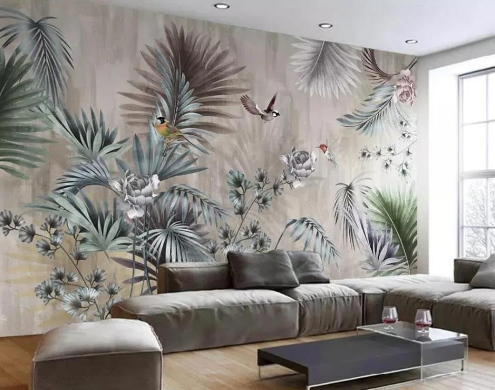Tissu non tissé mural ILIYA papier peint 3D plante oiseau au design raffiné