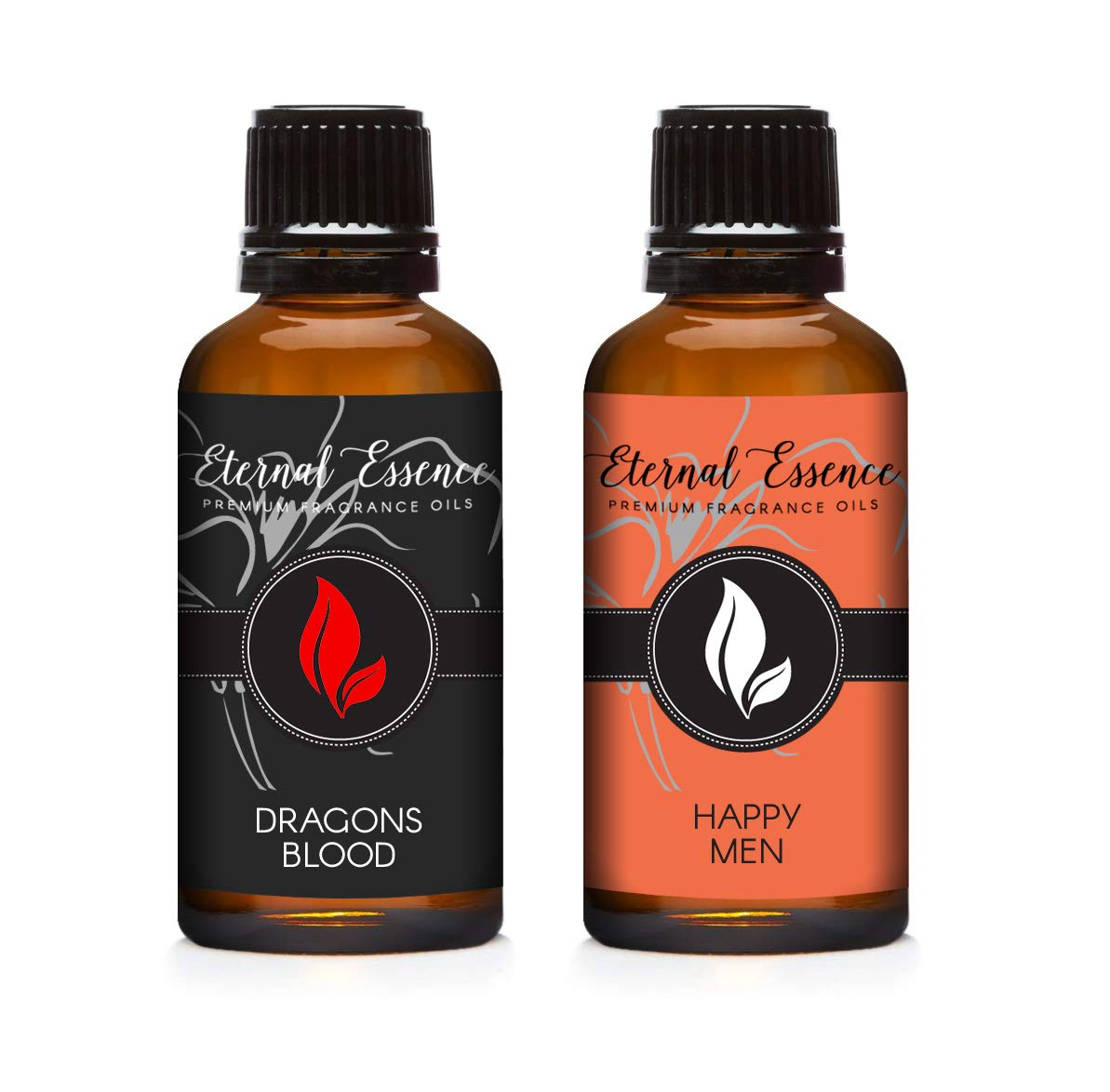 Eternal Essence Oils 2 Pack 30ml Premium Fragrance Oil - Dragons Blood & Happy Men - for Candle, Soap Making, Aromatherapy, Diffusers, Home Care, & Humidifiers