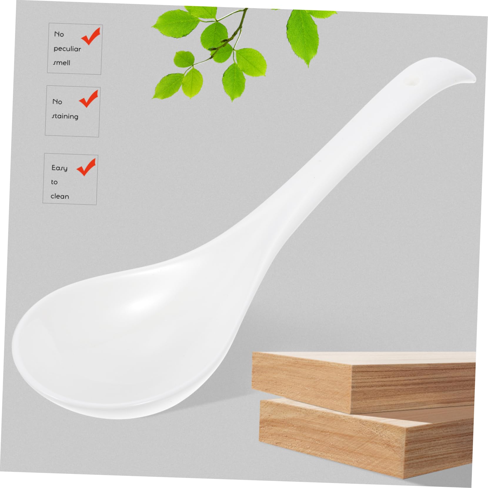 Lot de 6 Cuillères à Soupe en Céramique Blanche Robustes et Élégantes, Résistantes aux Éclats, Cuisine Service à Table