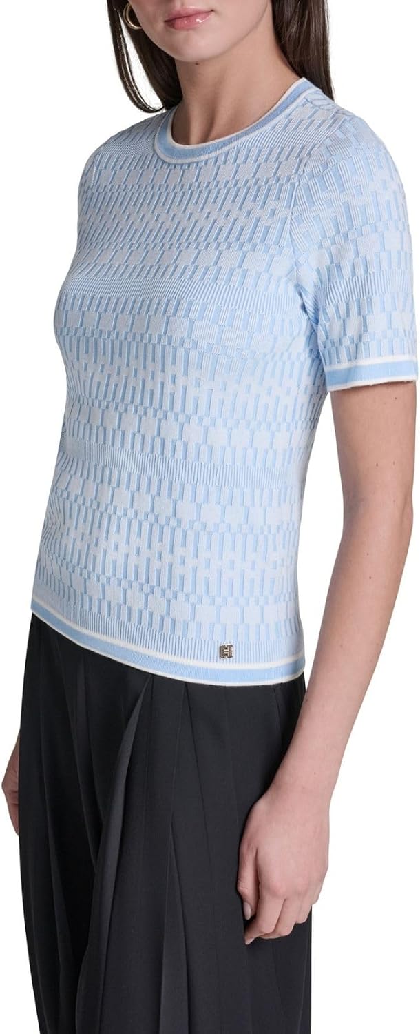 Halston Women's Textured Half Sleeve Sweater
