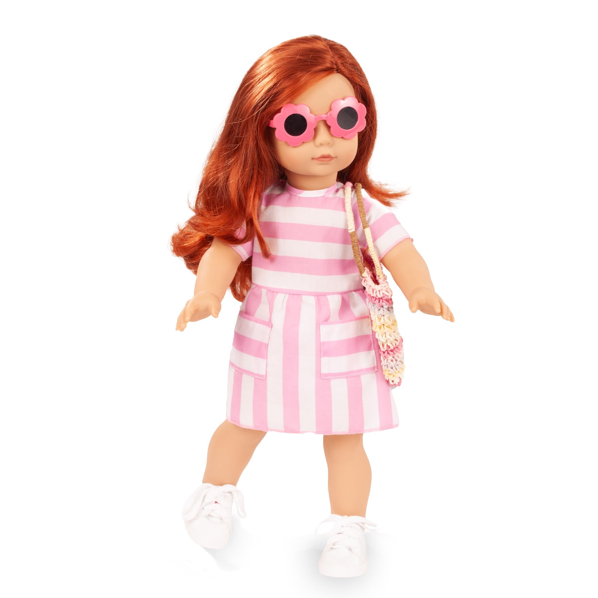 Götz 2690347 Precious Day Girl Julia Summer Puppe 46 cm Stehpuppe | 7-tlg, für Kinder ab 3 Jahren, lange rote Haare, braune Schlafaugen, Outfit mit Sommerkleid, frisierbar, Weichkörper