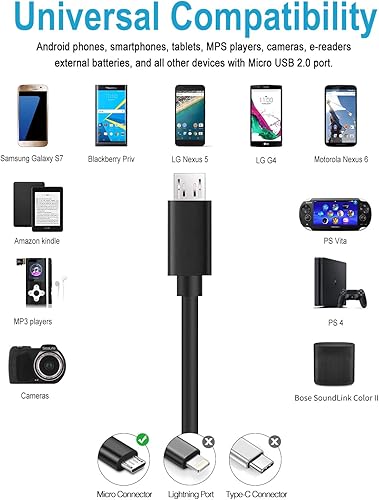 Miniatura 2 de DEEGO - Cable micro USB cable de carga de control PS4 extra largo de 15 pies cable de carga duradero Android para Samsung Galaxy S7 Edge S6 Note 5