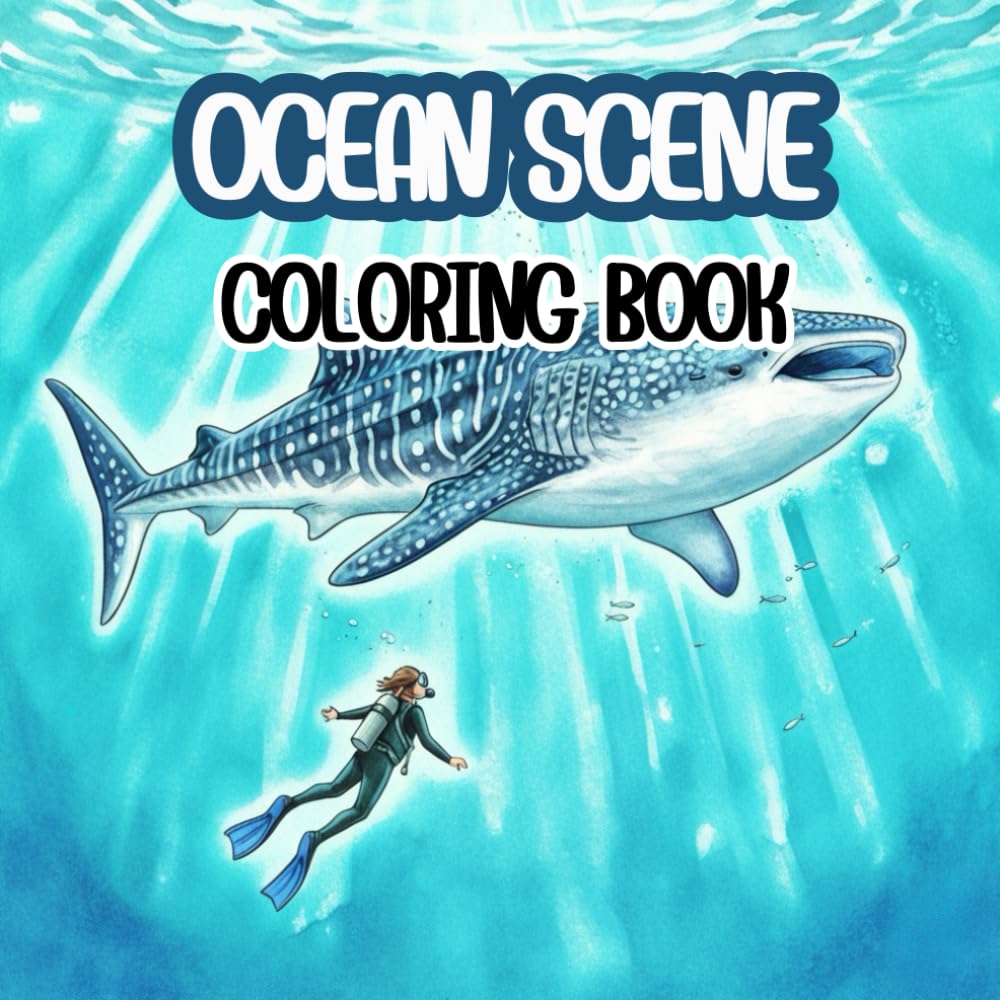 OCEAN SCENE Coloring Book: 50 Realistic Marine Life Illustrations for Adults and Teens: Underwater Landscapes, Tropical Fish, Coral Reefs, and Majestic Sea Creatures for Stress Relief and Relaxation.