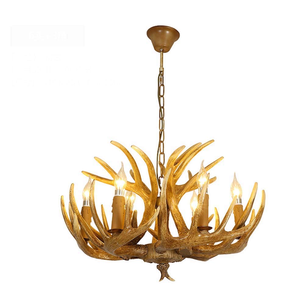 Lustre branches antler américain blanc en résine suspension 6 têtes salon bar rétro - 3