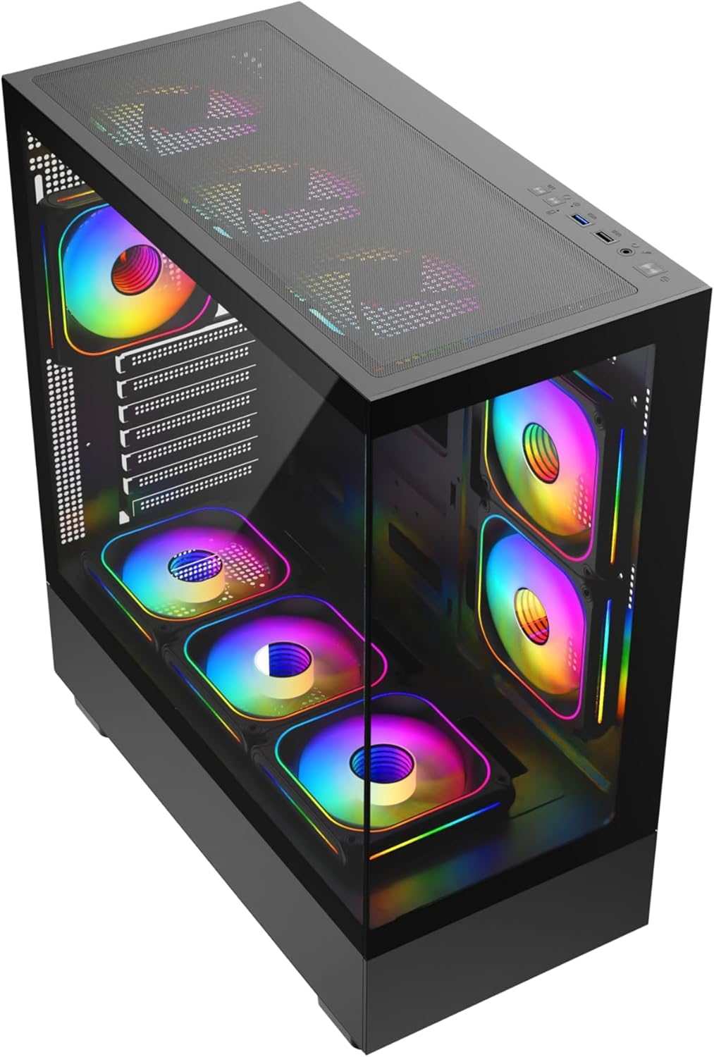 Revampix Torre Gaming Intel Core i7, Tarjeta Gráfica GTX750 4GB, 16GB RAM, 256GB SSD + 1TB HD, Fuente 500W 80+, Caja RGB con 6 Ventiladores, WiFi, Windows 11, Negro