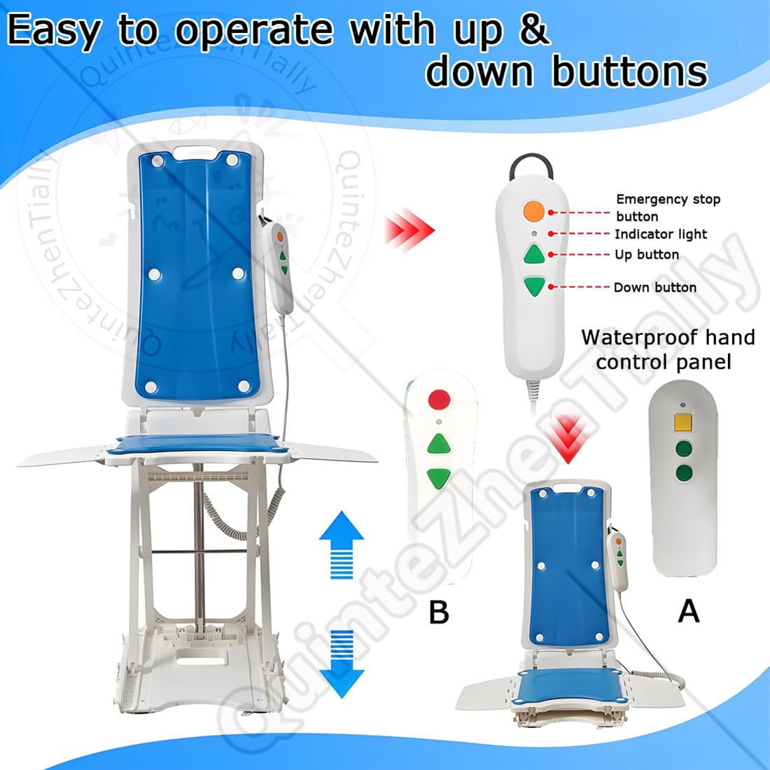 Elevador Silla Eléctrico,Elevadores Bañera Personas Mayores,Silla Elevadora Bañera Reclinable & Ligera,Altura Ajustable 60-480 Mm,para Personas Mayores,Pacientes A