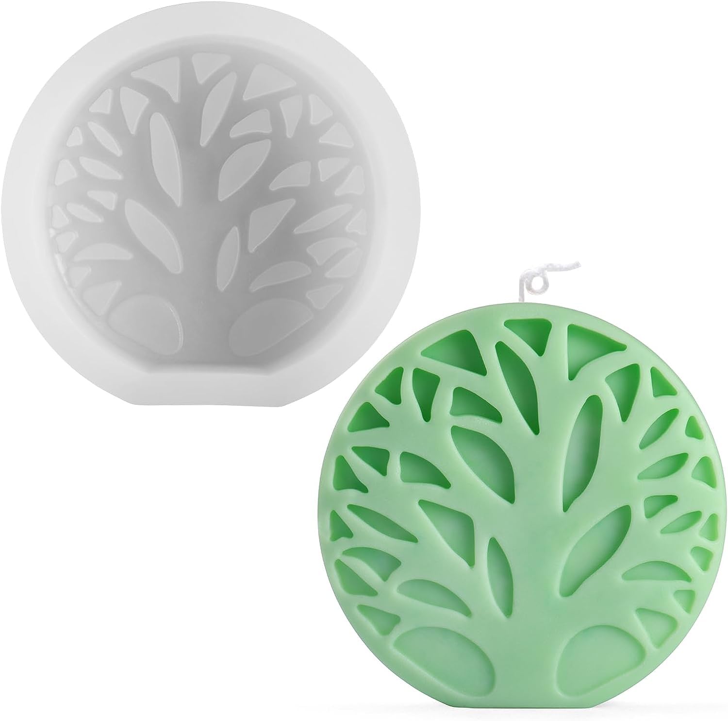 ShoppeeCity Tree of Life Candle Silicone Molds, 3D Candle Mould for Candle Making, Simple Tree Shape Resin Soap Mold for Aromatherapy Candle Handmade Soap Making Wax Melt Molds DIY Craft Home Dcor