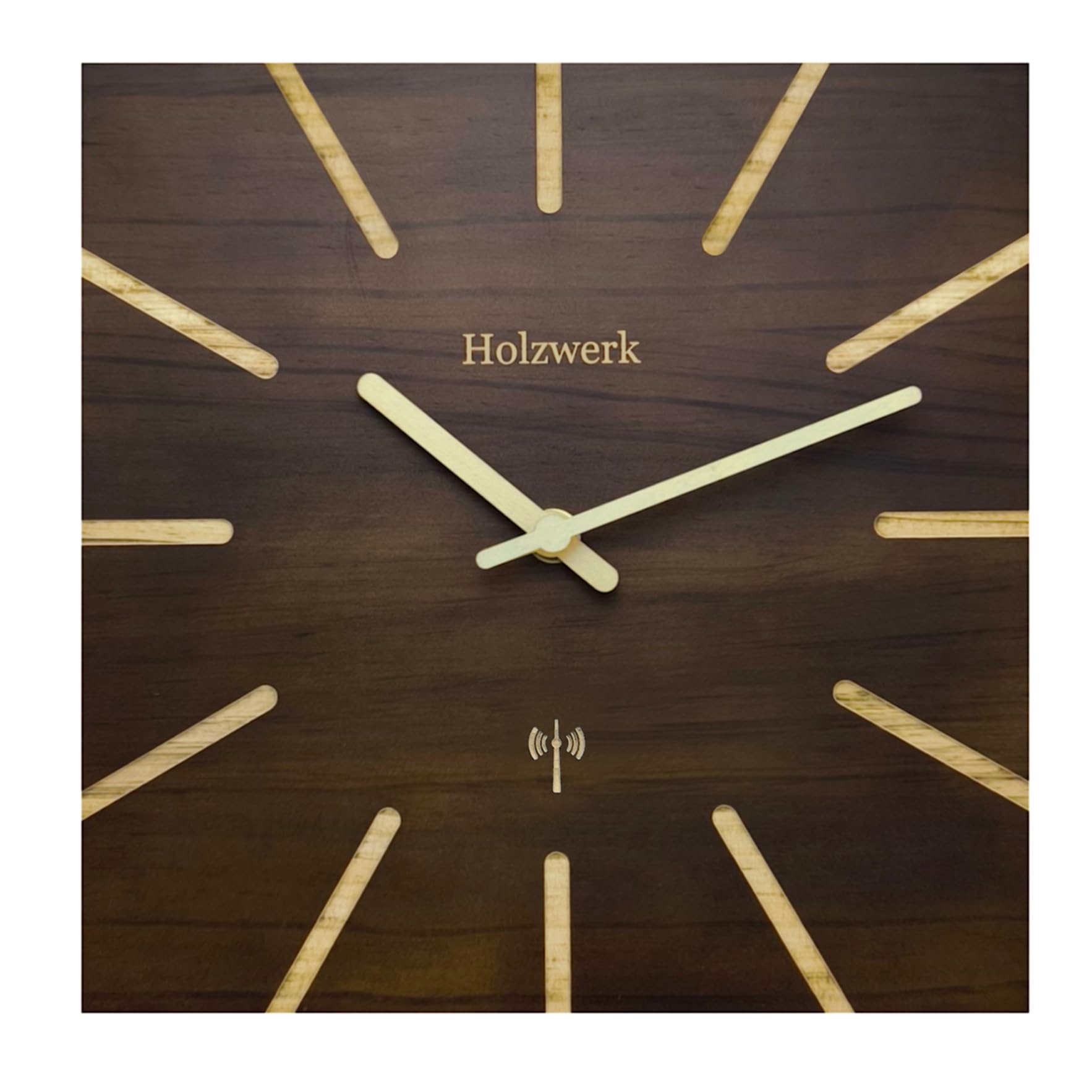 Holzwerk Germany Hwn.brown Holzwerk Natural Wood Radio Wall Clock Wooden Clock Radio-Controlled Wall Clock Square Radio-Controlled Clock Vintage Running Quiet Movement Without Ticking Noises Brown Almost Silent Made Of Handmade