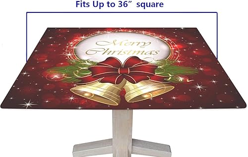 Miniatura 6 de SongYi Mantel cuadrado de Navidad ajustable con borde elástico, borde elástico, mantel de poliéster borrable lavable para fiestas familiares, se