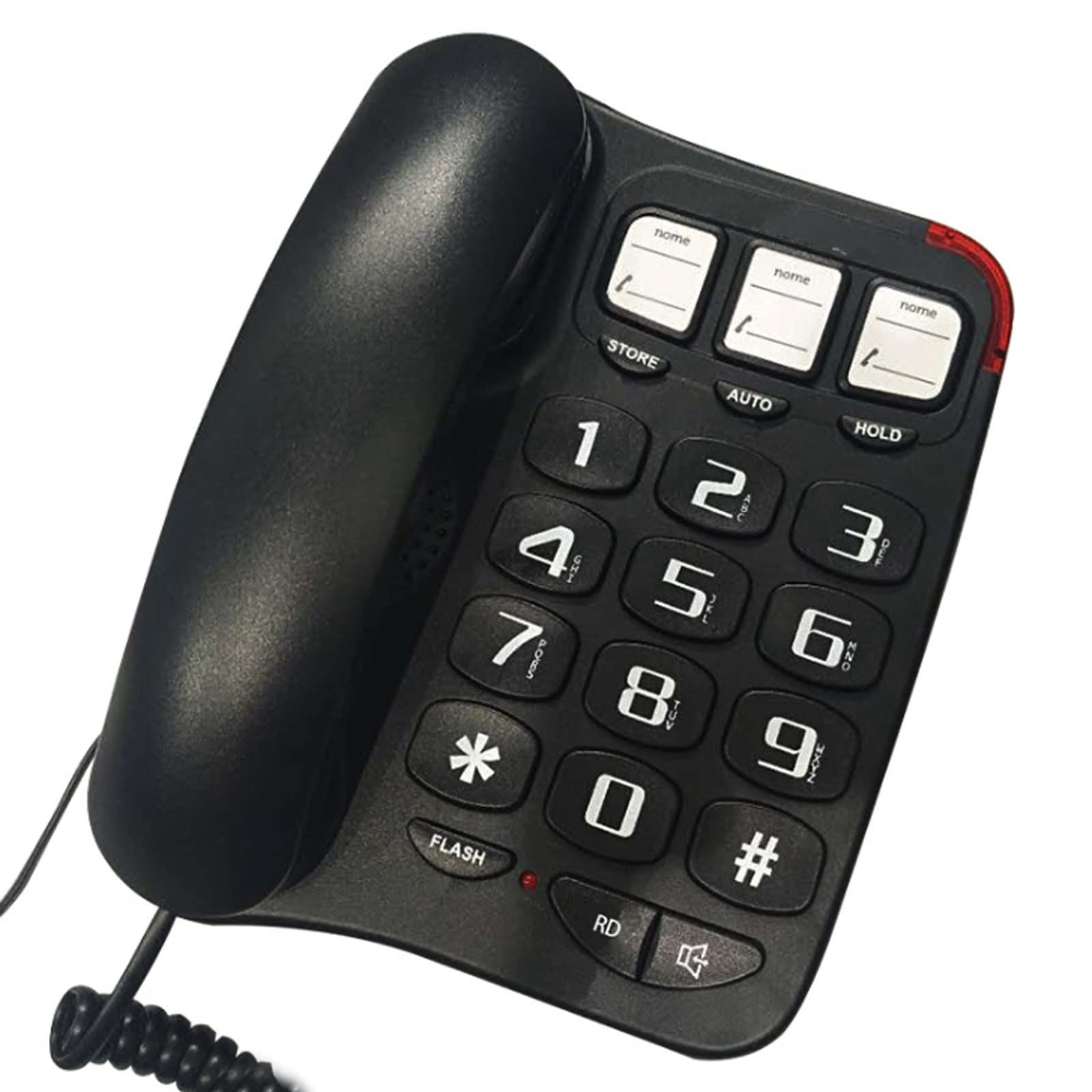 IBOWZ Telefono Fisso Telefono a Pulsanti Grandi per Anziani,Telefono Fisso con Filo,Telefono di casa a Pulsanti Grandi,Negozio,Attesa,Flash,Funzioni di ricomposizione,Funzioni,Vivavoce,Perfetto PE