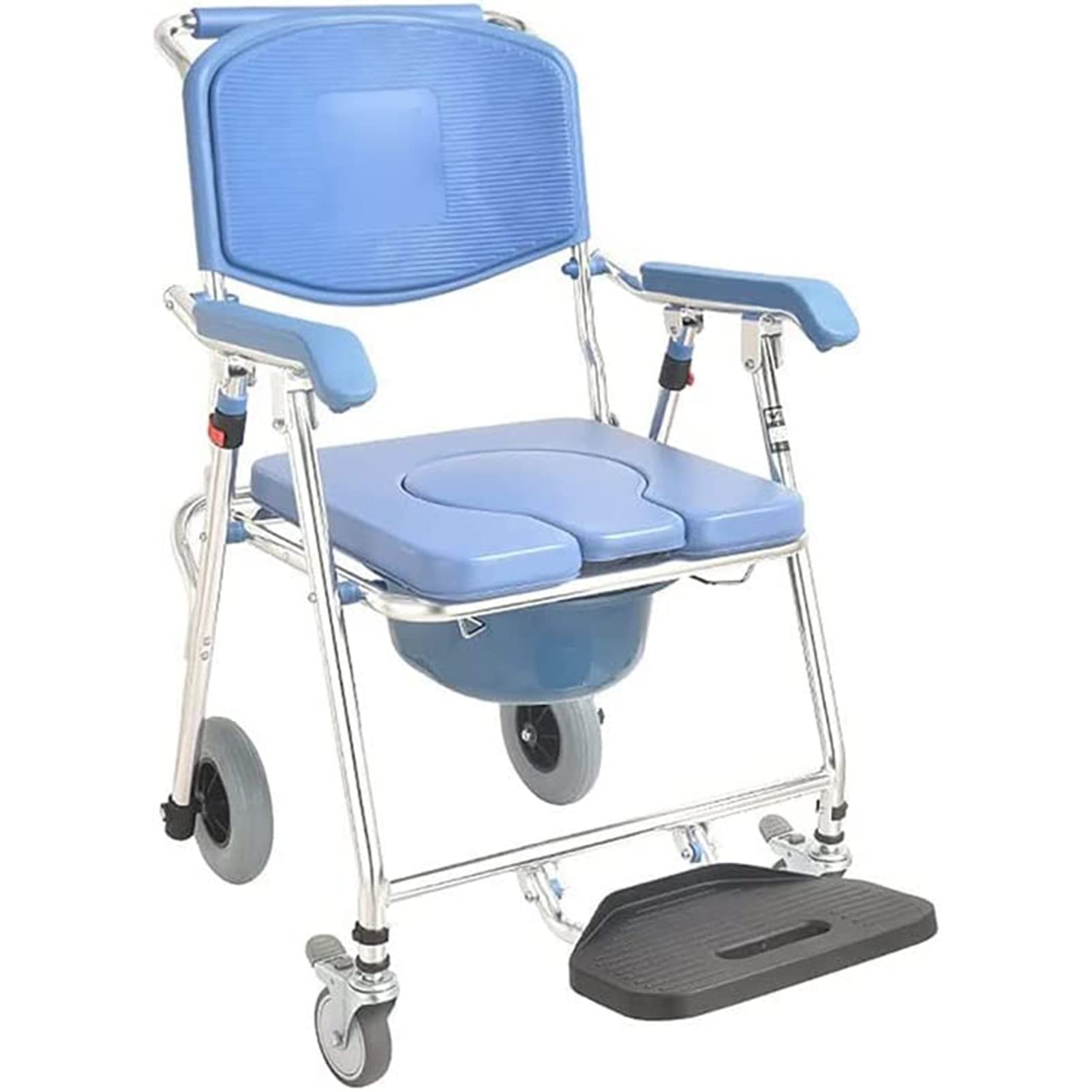 Gthtuhfd A Foldable Commode Chair Bedside Wheelchair, Nti-Slip Shower Rolling Mobile Toilet Transport Chair With Footrest Nd 4 Wheels, For Elderly, Pregnant Woman & Disabled