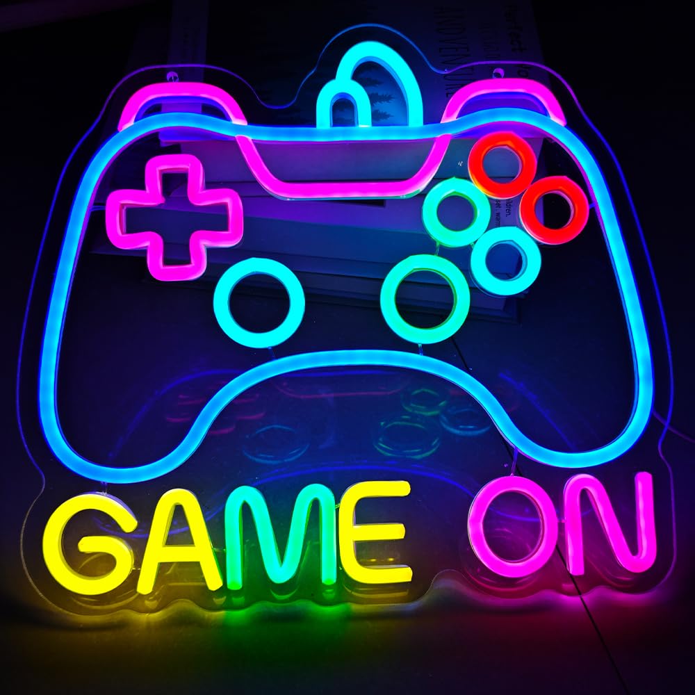 Insegna al neon per decorazione da parete, luce al neon per decorazione della stanza dei giochi, insegna al neon a forma di gamepad, decorazione per la stanza dei ragazzi, miglior regalo per giocatori