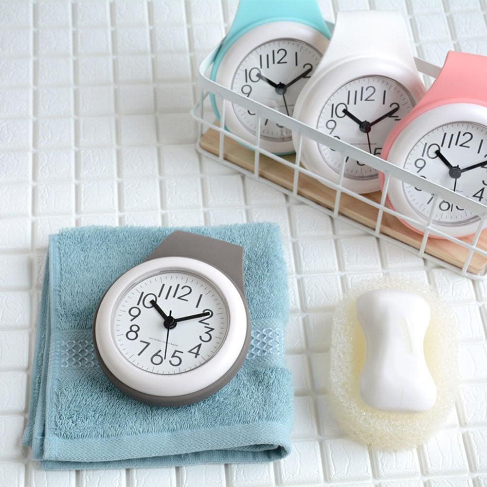 Orologio da Parete Silenzioso - Digitale, Impermeabile, Piccolo Con Ventosa per Cucina, Bagno - Decorazione per la Casa (Bianco)